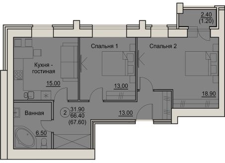 планировка квартиры 68 м2